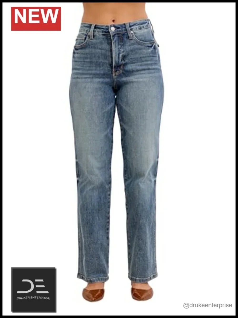 High Waisted Tummy Control Straight Leg Jeans